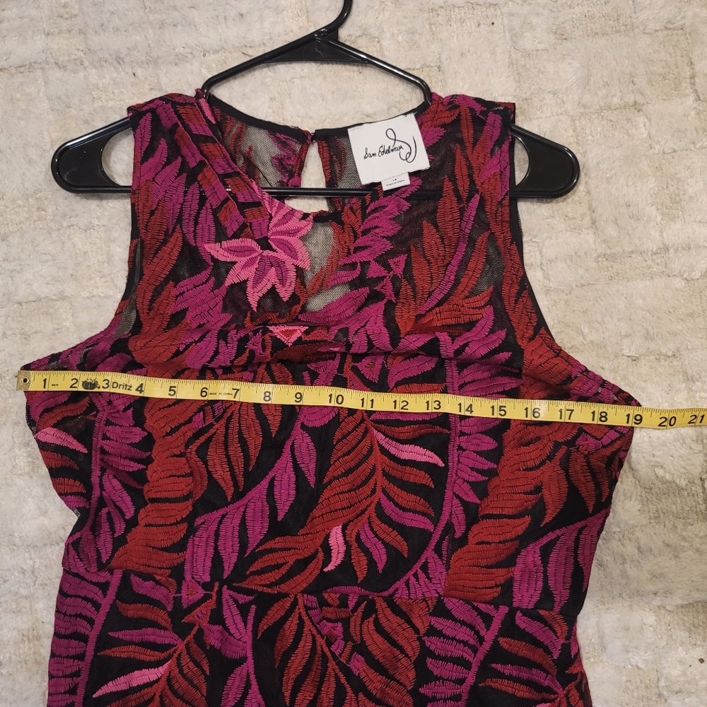 NWT SAM EDELMAN Laurel Leaf Embroidered Midi Dress Dark Pink Size 14 - Picture 13 of 14